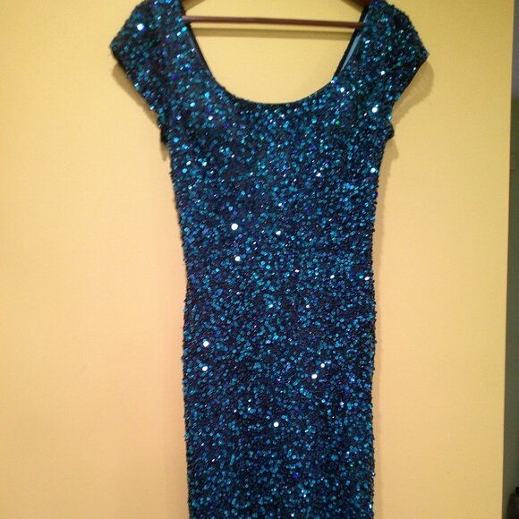 Scala Dresses & Skirts - Scala Blue Sequin Mini Dress